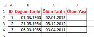 excel tarih