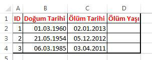 excel tarih